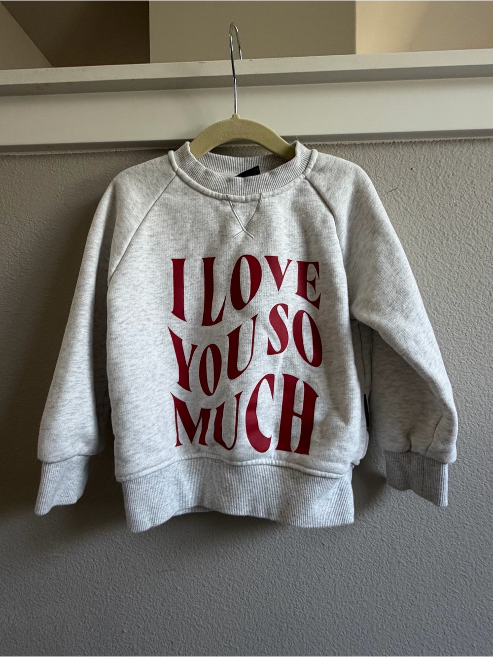 I Love You So Much Gray Sweatshirt with Red Text - Little Bipsy